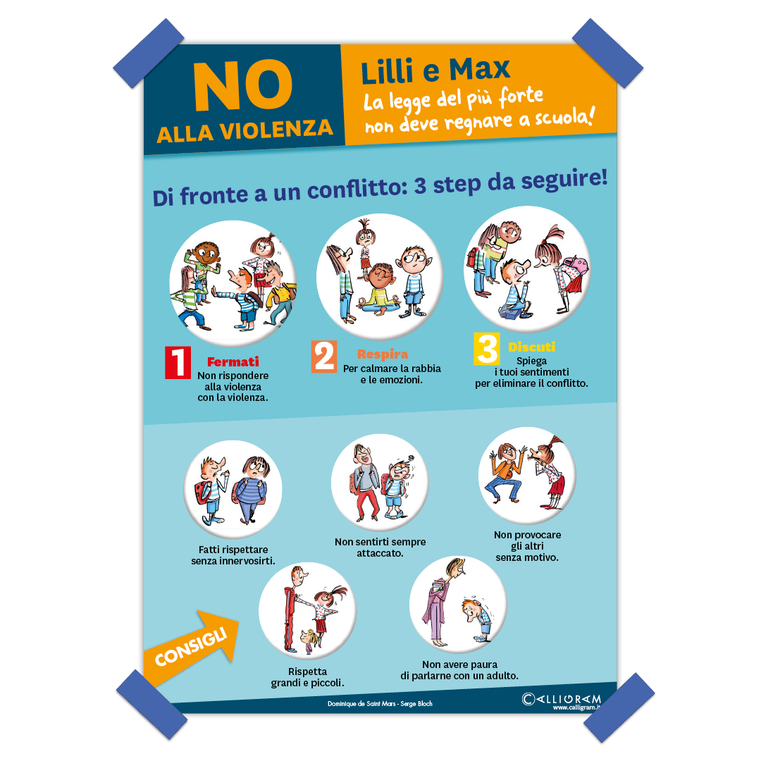 Lilli e Max; educazione civica; poster educativo; stop violenza 