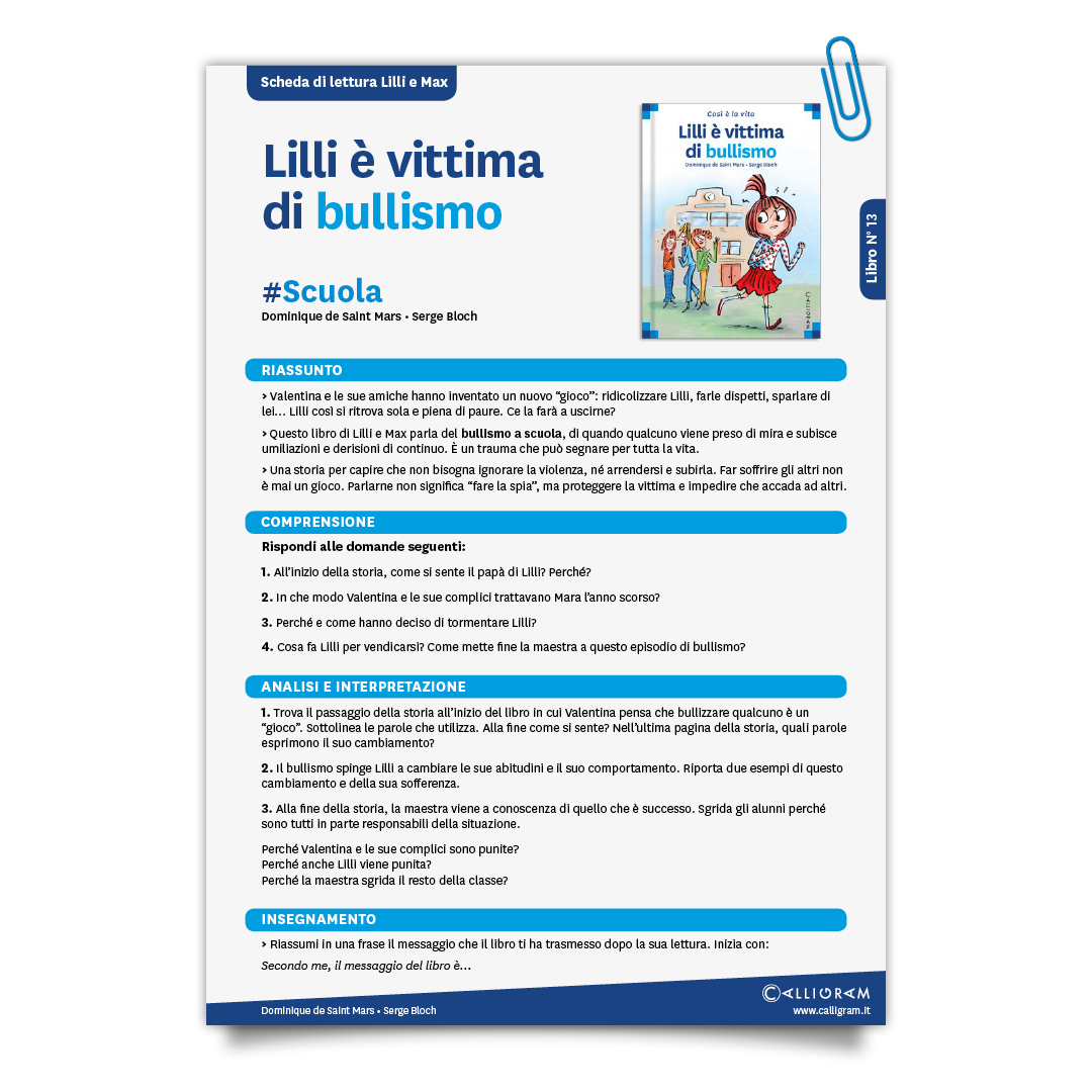 Lilli_e_Max_Scheda_lettura_T13_Lilli_vittima_bullismo